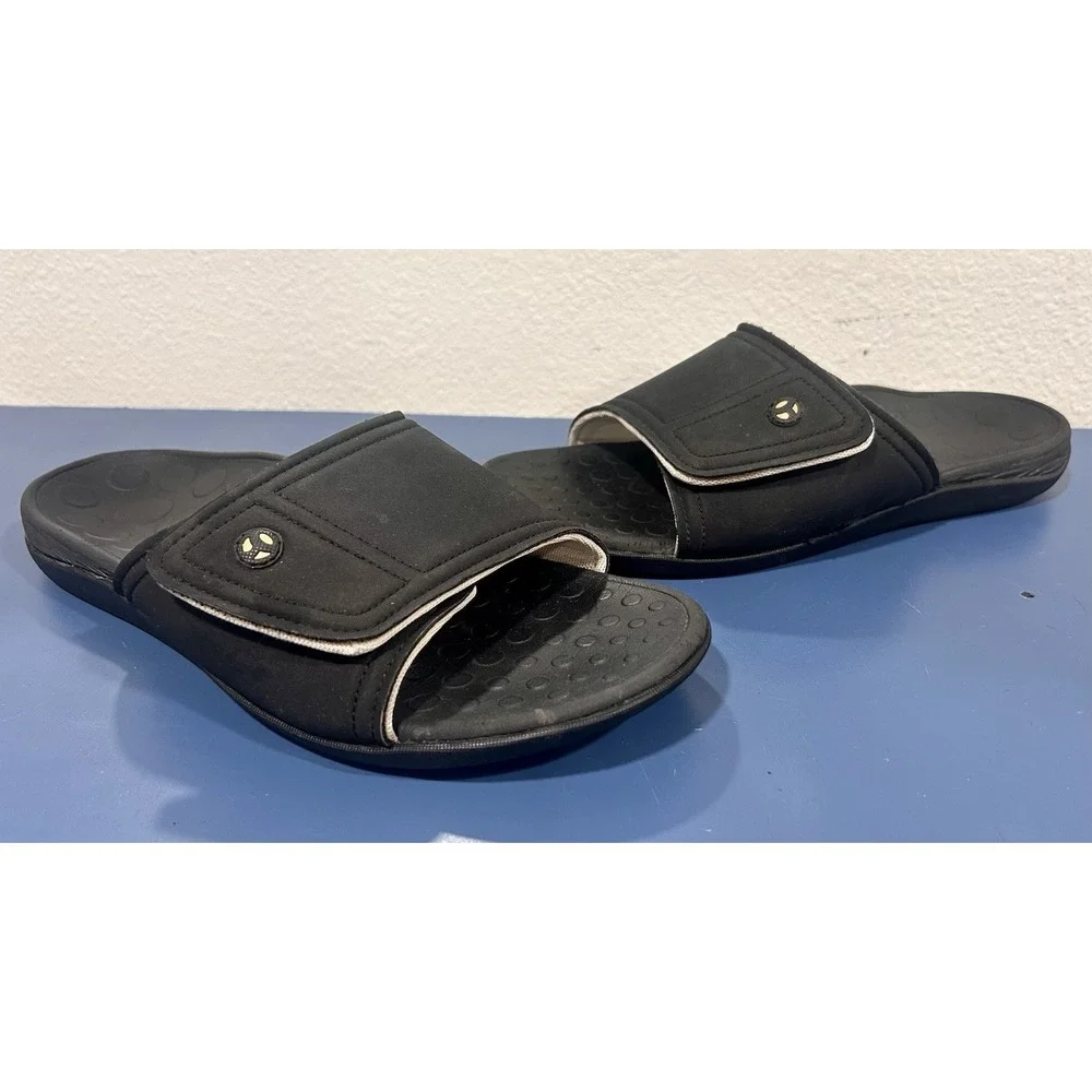 Vionic Men's Kiwi Slides Black 10 Comfort Sandal Arch Support Plantar Fasciitis
